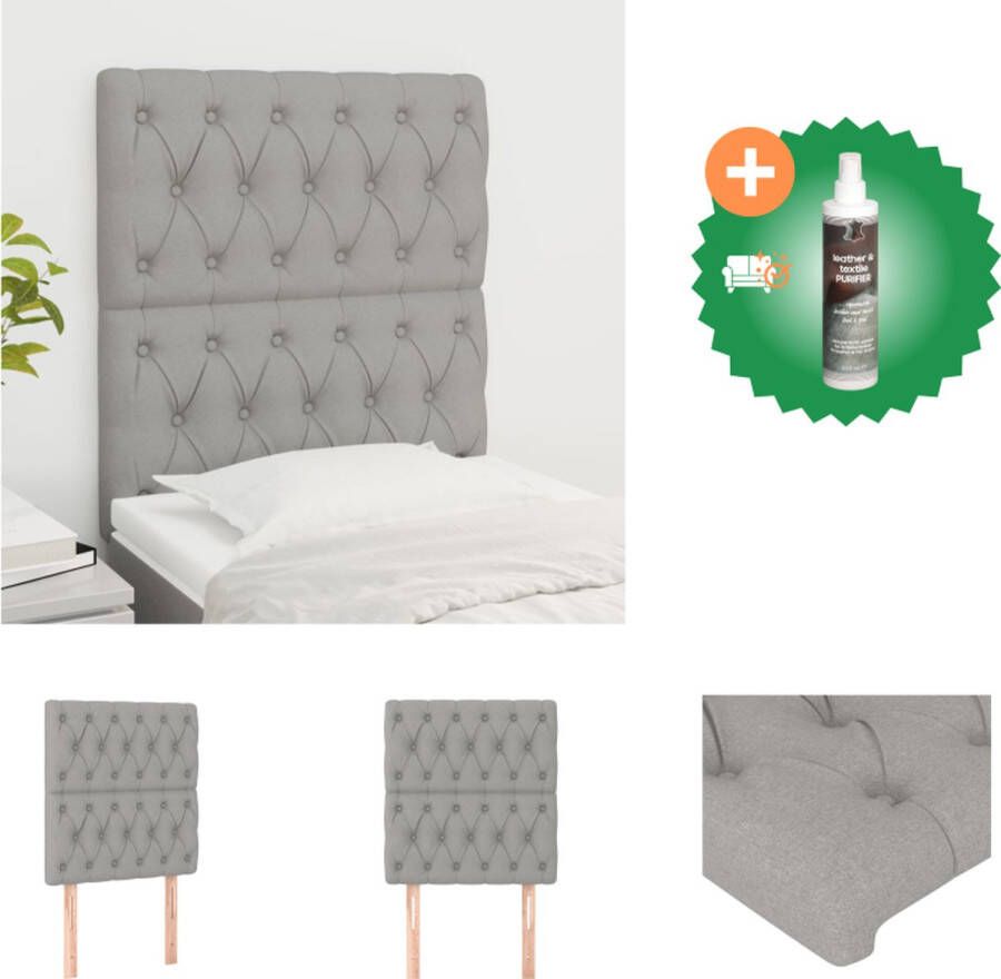 VidaXL Hoofdbord Hoofdeind Lichtgrijs 80x7x118 128cm Duurzame stof Bedonderdeel Inclusief Reiniger - Foto 2