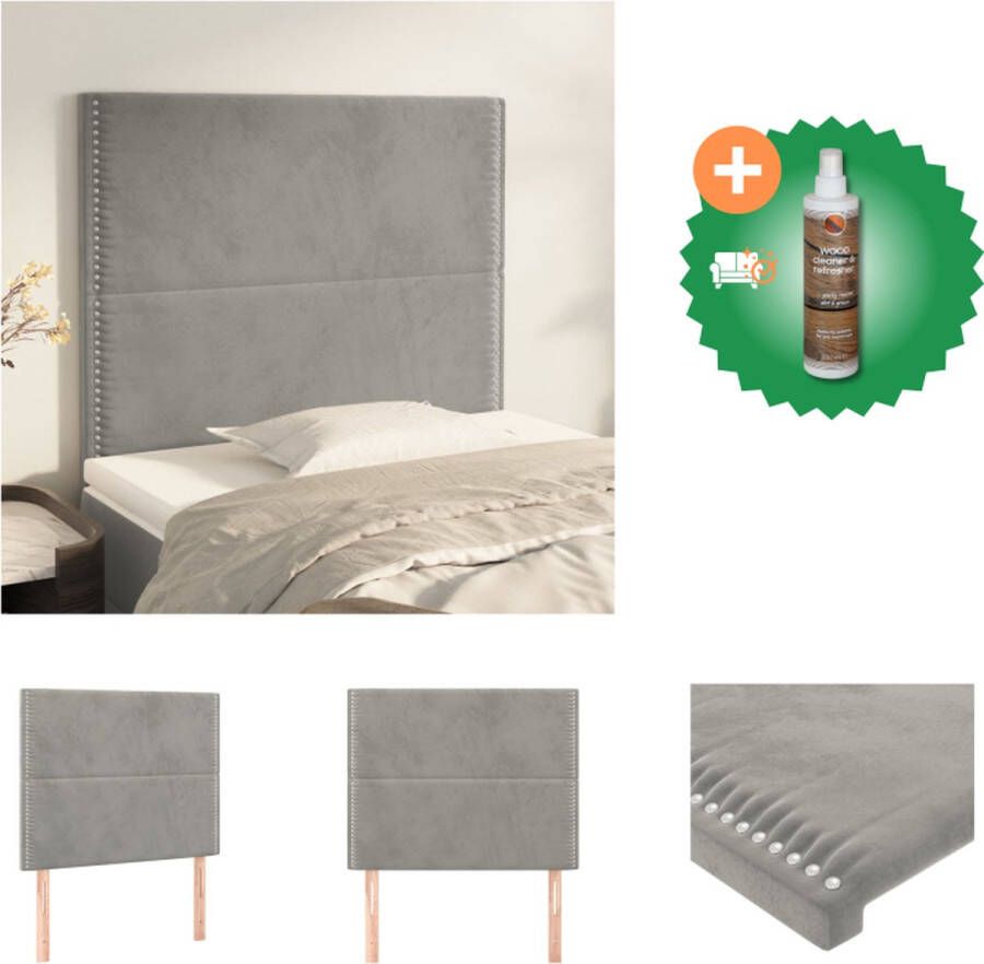 VidaXL Hoofdbord Hoofdeind Lichtgrijs 90x5x118 128 cm Stof Materiaal Bedonderdeel Inclusief Houtreiniger en verfrisser - Foto 2