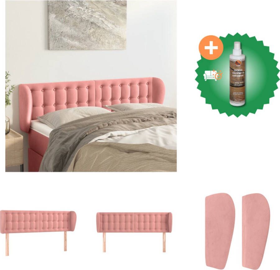 VidaXL Hoofdbord Hoofdeind met Stevige Poten Verstelbare Hoogte Comfortabele Ondersteuning Roze 147 x 23 x 78 88 cm Bedonderdeel Inclusief Houtreiniger en verfrisser