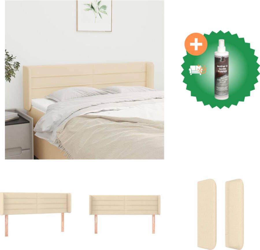 VidaXL Hoofdbord Klassiek Crème 147 x 16 x 78 88 cm Ademend Duurzaam Verstelbare Hoogte Stevige Poten Bedonderdeel Inclusief Reiniger