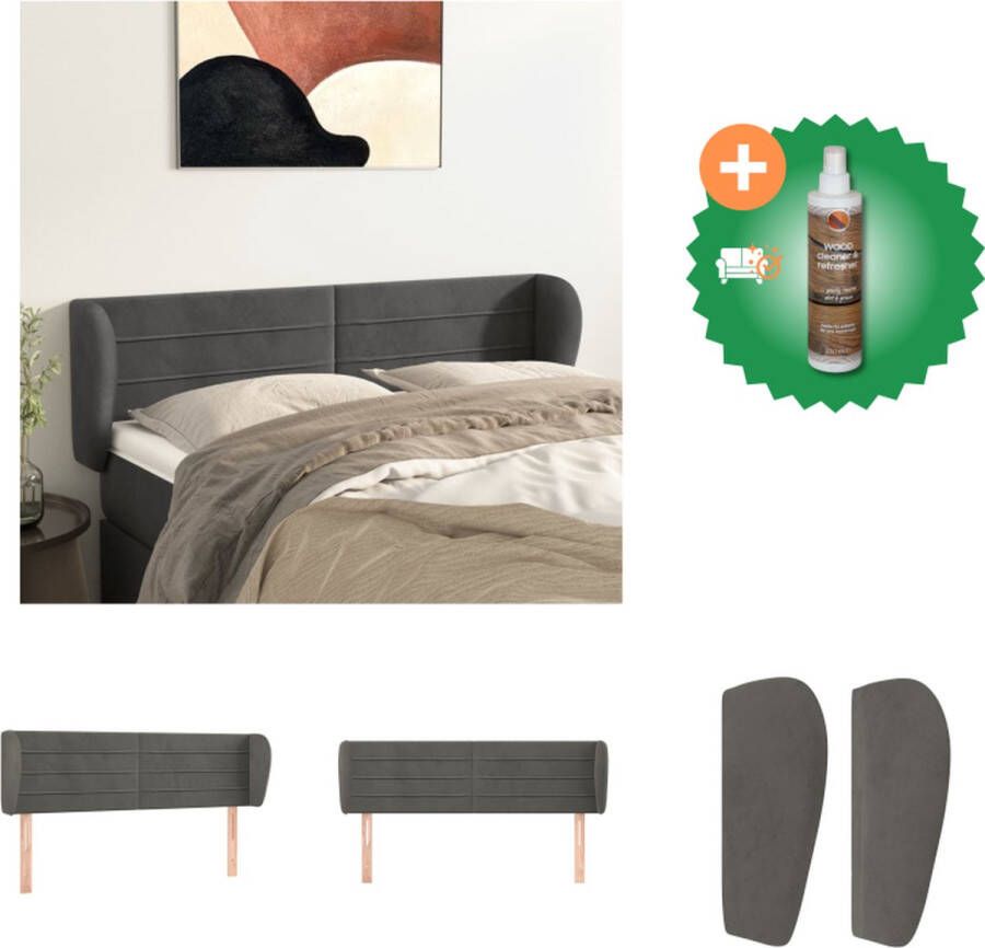 VidaXL Hoofdbord Hoofdeind met Verstelbare Hoogte Zacht Fluweel Stevige Poten Comfortabele Ondersteuning Donkergrijs 147x23x78 88 cm Bedonderdeel Inclusief Houtreiniger en verfrisser - Foto 2