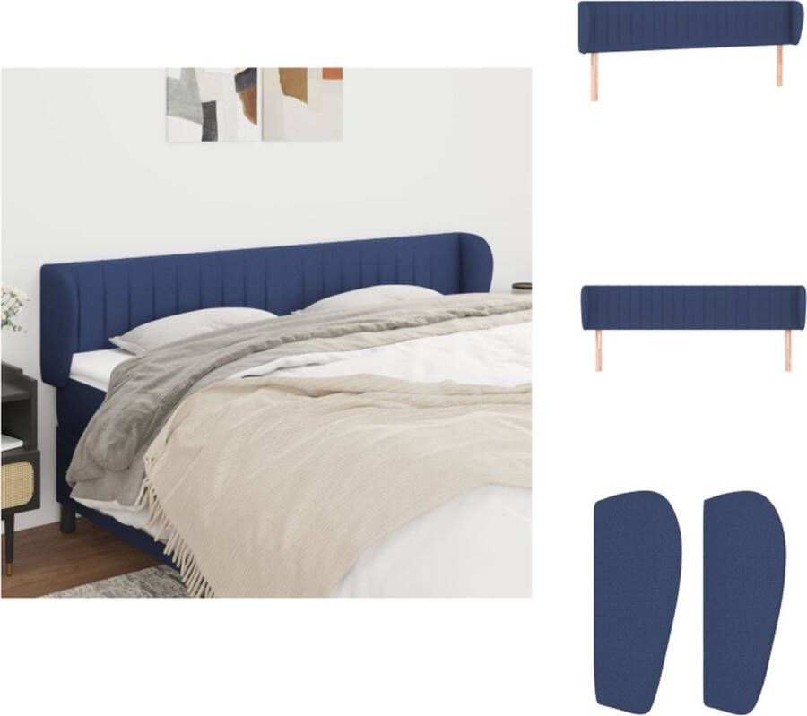 VidaXL Hoofdbord Blauw Stof 203 x 23 x 78 88 cm verstelbaar stevige poten comfortabele ondersteuning Bedonderdeel - Foto 2