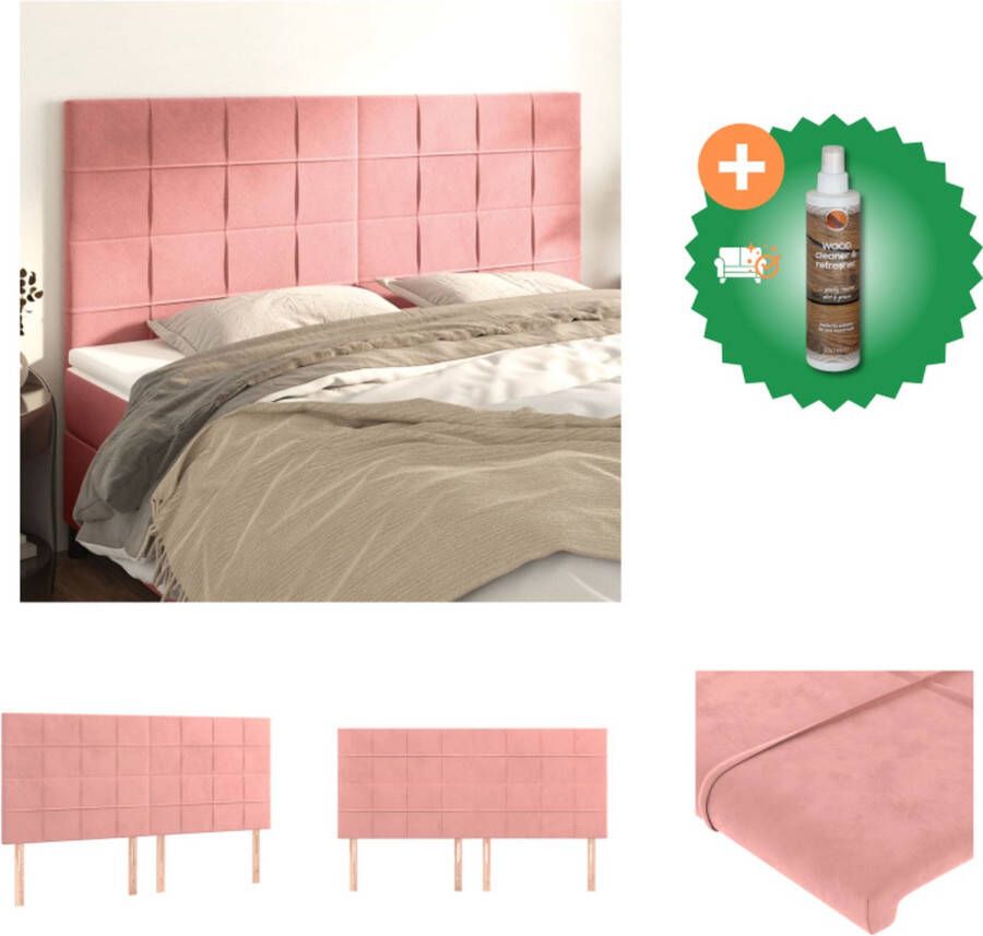 VidaXL Hoofdbord Hoofdeind Roze 180 x 5 x 118 128 cm Fluweel Bedonderdeel Inclusief Houtreiniger en verfrisser