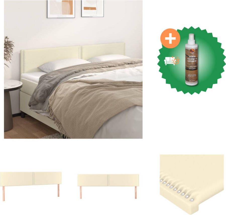 VidaXL Hoofdbord Hoofdeind Set Crème 200x5x78 88cm Kunstleer Klassiek design Bedonderdeel Inclusief Houtreiniger en verfrisser