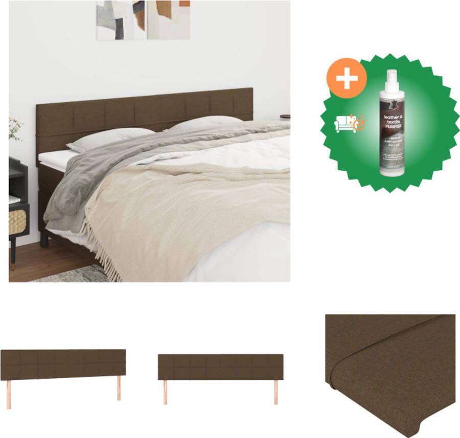VidaXL Hoofdbord Hoofdeind Set Donkerbruin 180 x 5 x 78 88 cm Stof Larikshout Bedonderdeel Inclusief Reiniger