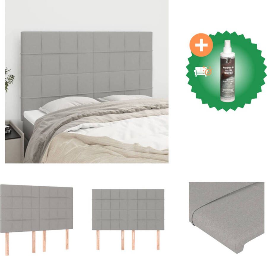 VidaXL Klassiek Hoofdbord Lichtgrijs 144x5x118 128 cm Duurzaam en verstelbaar Inclusief 4 x hoofdeind Bedonderdeel Inclusief Reiniger