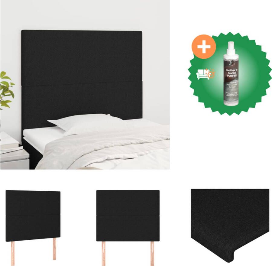 VidaXL Hoofdbord Zwart 200 x 5 x 78 88 cm Duurzaam materiaal Stevige poten Verstelbare hoogte Comfortabele ondersteuning Bedonderdeel Inclusief Reiniger