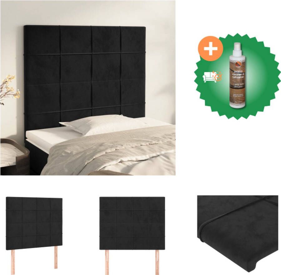 VidaXL Hoofdbord Hoofdeind zwart 100 x 5 x 118 128 cm Zacht fluweel en stevige poten Bedonderdeel Inclusief Houtreiniger en verfrisser