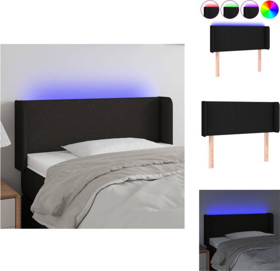 VidaXL Hoofdbord Hoofdeinde LED Strip Zwart 93 x 16 x 78 88 cm Bedonderdeel