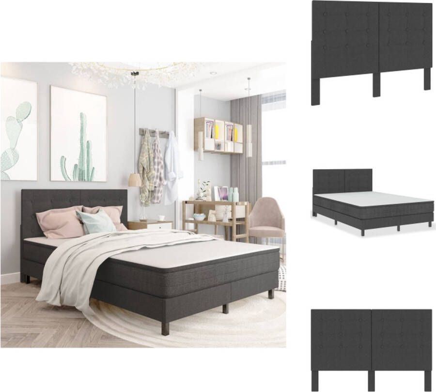 VidaXL Hoofdeinde Hoofdeindes Hoofdeinden Hoofdbord 140x200 cm getuft stof donkergrijs - Foto 2