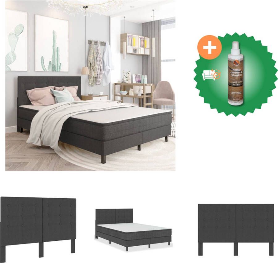 VidaXL Hoofdbord Hoofdeinde MDF 141x116x3.8cm Donkergrijs Bedonderdeel Inclusief Houtreiniger en verfrisser