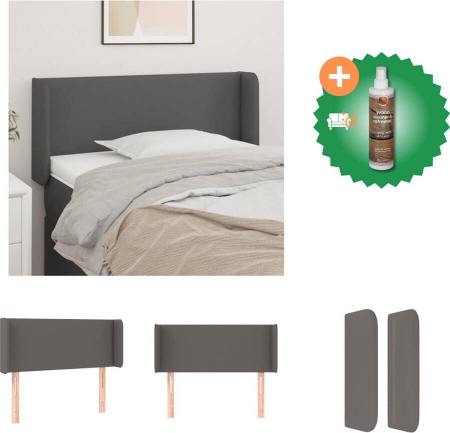 VidaXL Hoofdbord Hoogwaardig Kunstleer Stabiele Poten Verstelbare Hoogte Comfortabele Ondersteuning Grijs 103x16x78 88 cm Bedonderdeel Inclusief Houtreiniger en verfrisser