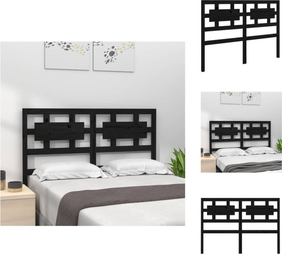 VidaXL Hoofdbord Hoofdborden Hoofdeinde Houten Hoofdbord 145-5x4x100 cm massief grenenhout zwart - Foto 5