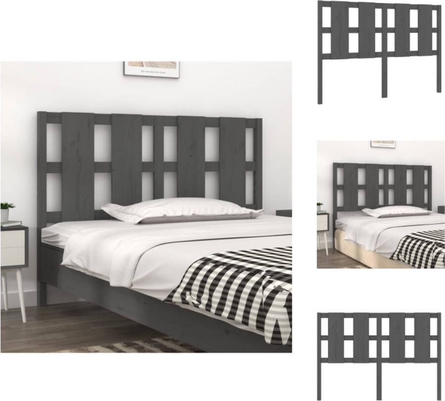 VidaXL Hoofdbord Hoofdborden Hoofdeinde Houten Hoofdbord 125 5x4x100 cm massief grenenhout grijs - Foto 2