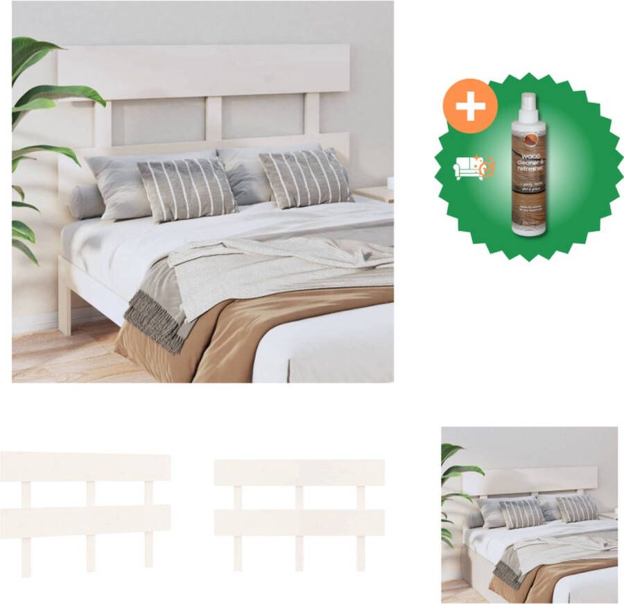 VidaXL Hoofdbord 124x3x81 cm massief grenenhout wit Bedonderdeel Inclusief Houtreiniger en verfrisser