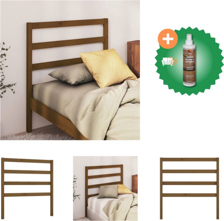 VidaXL Houten Hoofdeinde Klassiek Hoofdborden Afmeting- 96 x 4 x 100 cm Kleur- Honingbruin Bedonderdeel Inclusief Houtreiniger en verfrisser - Foto 6