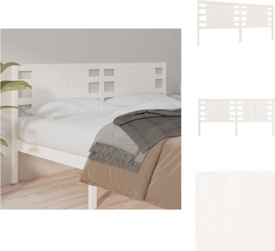 VidaXL Hoofdbord Houten Bed 206 x 4 x 100 cm Rustieke Witte Bedonderdeel