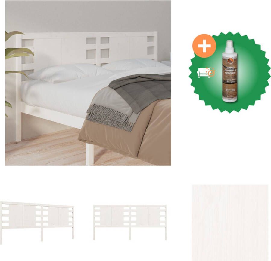 VidaXL Houten Hoofdeinde Trendy Design Hoofdbord Afmetingen- 206 x 4 x 100 cm Kleur- Wit Bedonderdeel Inclusief Houtreiniger en verfrisser - Foto 8