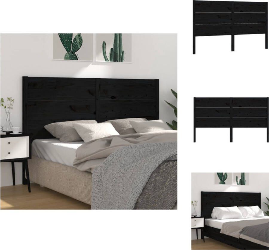 vidaXL Hoofdbord Houten Hoofdeinde Bedaccessoires 166 x 4 x 100 cm Zwart Bedonderdeel