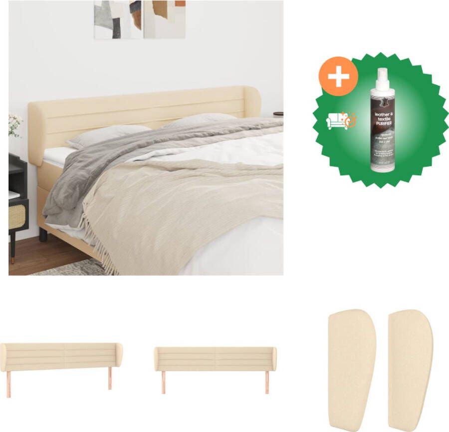 VidaXL Klassiek Hoofdbord 183x23x78 88 cm Crème Duurzaam materiaal Stevige houten poten Verstelbare hoogte Comfortabele ondersteuning Bedonderdeel Inclusief Reiniger