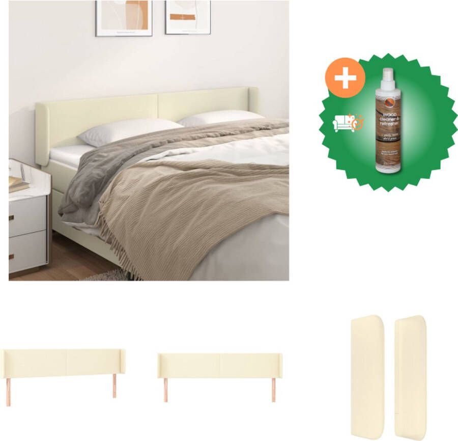VidaXL Hoofdbord Klassiek 183x16x78 88 cm Duurzaam kunstleer Stevige poten Verstelbare hoogte Comfortabele ondersteuning Crème kleur Bedonderdeel Inclusief Houtreiniger en verfrisser