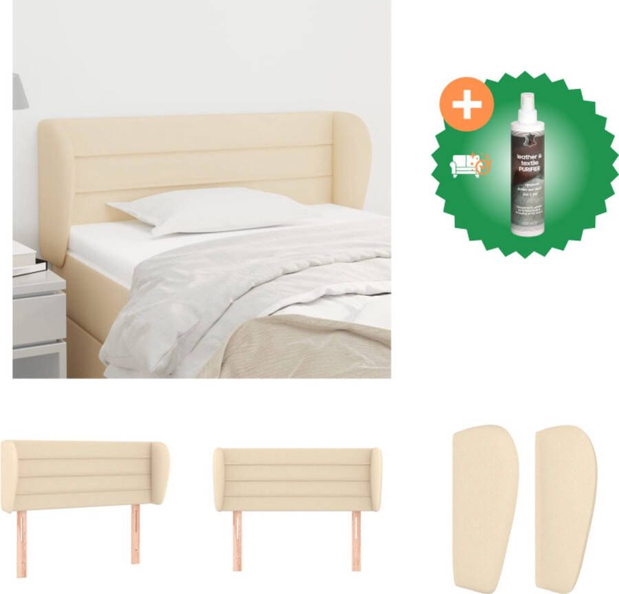 VidaXL Hoofdbord Klassiek 83x23x78 88 cm Kleur- Crème Materiaal- Stof Hout Verstelbare hoogte Bedonderdeel Inclusief Reiniger