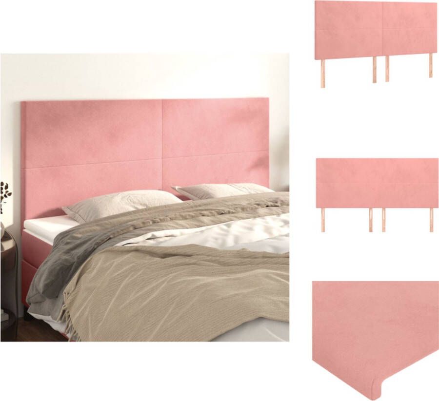VidaXL Hoofdbord Klassiek Bed Afmeting- 200x118 128cm Ken- Roze stof Materiaal- Polyester Bedonderdeel