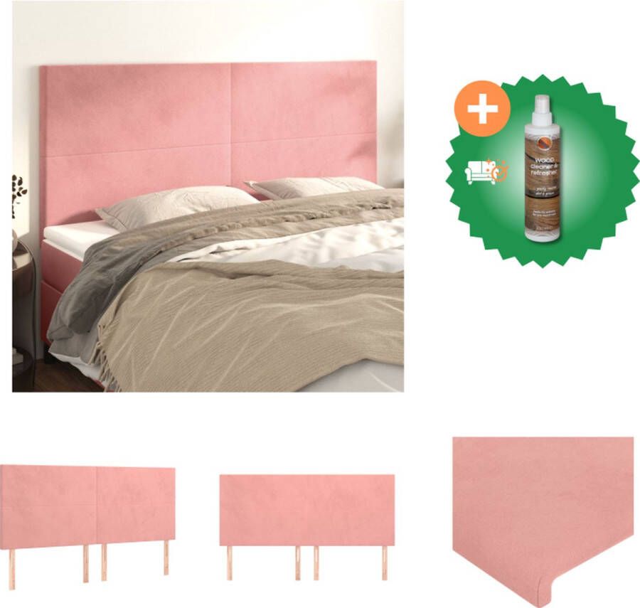 VidaXL Hoofdbord Klassiek Bed Afmeting- 200x118 128cm Ken- Roze stof Materiaal- Polyester Bedonderdeel Inclusief Houtreiniger en verfrisser - Foto 2