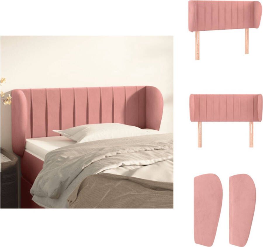 vidaXL Hoofdbord Klassiek Bedmeubels Afmeting- 103 x 23 x 78 88 cm Ken- Zacht fluweel Kleur- roze Materiaal- Stof hout larikshout Bedonderdeel