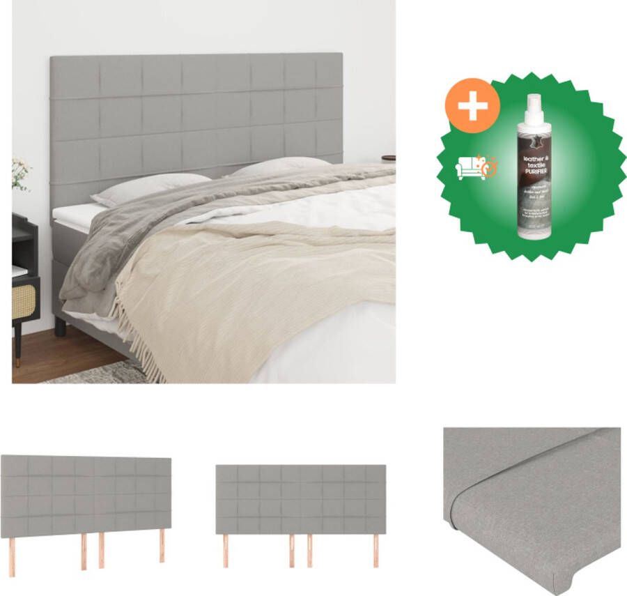 VidaXL Hoofdbord Hoofdeind Lichtgrijs 200x5x128cm Duurzaam materiaal Stevige houten poten Bedonderdeel Inclusief Reiniger