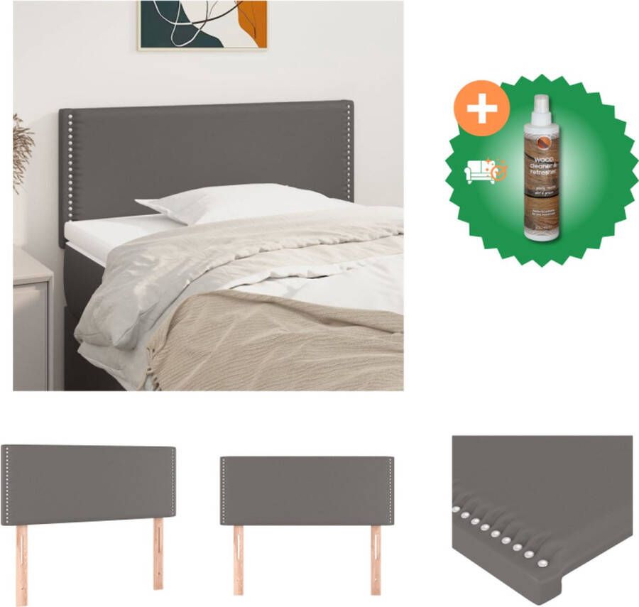 VidaXL Hoofdbord Klassiek Bedombouw 90x5x78 88 cm Duurzaam kunstleer Stevige poten Verstelbare hoogte Comfortabele ondersteuning Elegant ontwerp Grijs materiaal Bedonderdeel Inclusief Houtreiniger en verfrisser