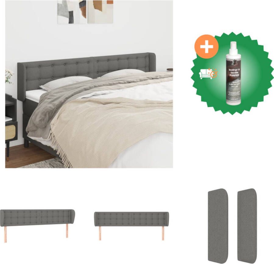 VidaXL Hoofdeind Bed Donkergrijs 163 x 16 x 78 88 cm Trendy Ontwerp Duurzaam Materiaal Bedonderdeel Inclusief Reiniger