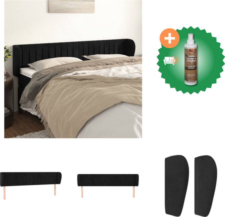 VidaXL Hoofdbord Klassiek Bedombouw Afmetingen- 163 x 23 x 78 88 cm Kleur- Zwart Bedonderdeel Inclusief Houtreiniger en verfrisser