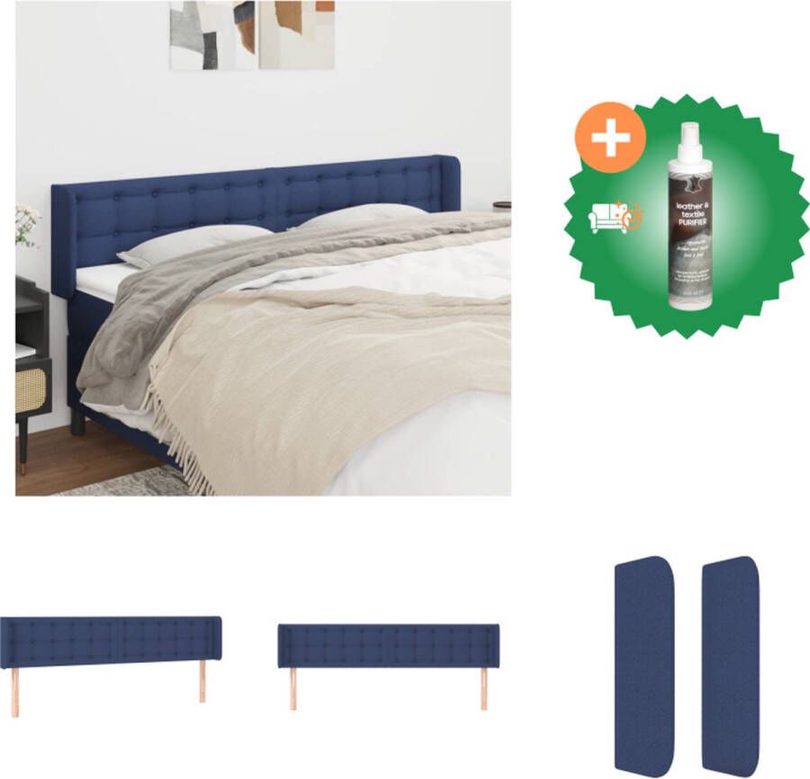 VidaXL Hoofdbord Klassiek Blauw 163 x 16 x 78 88 cm Stof en hout Bedonderdeel Inclusief Reiniger