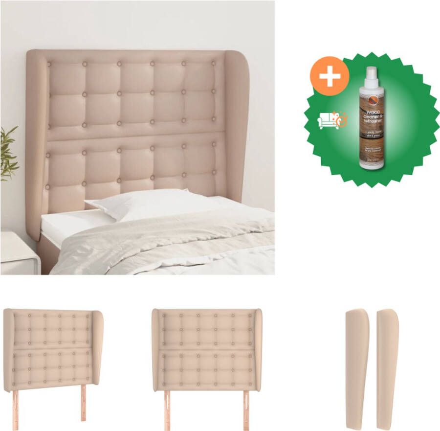VidaXL Hoofdbord met randen 103x23x118 128cm kunstleer cappuccinokleur Bedonderdeel Inclusief Houtreiniger en verfrisser