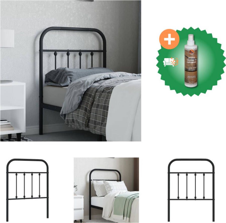 VidaXL Hoofdbord Klassiek design Staal 80 x 3 x 100 cm Zwart Bedonderdeel Inclusief Houtreiniger en verfrisser