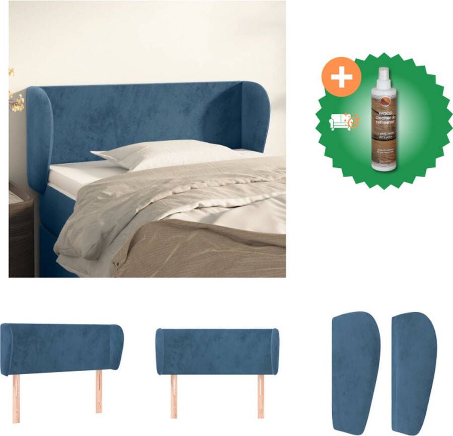 VidaXL Hoofdbord Klassiek Donkerblauw 93x23x78 88 cm Fluweel Stevige Poten Bedonderdeel Inclusief Houtreiniger en verfrisser