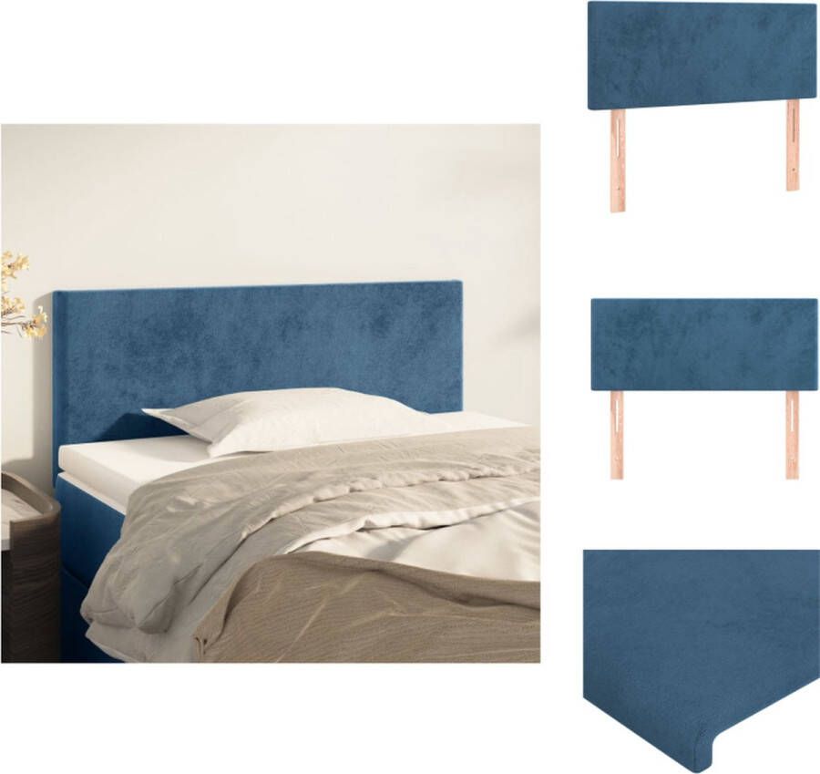 VidaXL Hoofdbord Klassiek Fluweel Stevige Poten Verstelbare Hoogte Comfortabele Ondersteuning Donkerblauw 90x5x78 88 cm Bedonderdeel - Foto 2