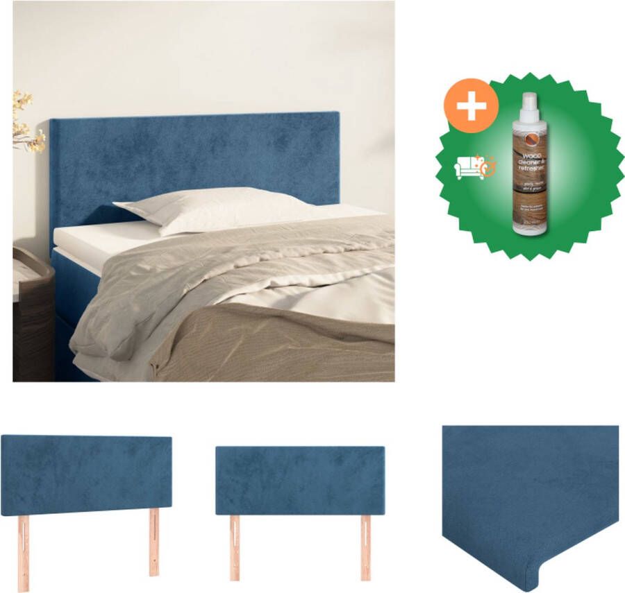 VidaXL Hoofdbord Klassiek Fluweel Stevige Poten Verstelbare Hoogte Comfortabele Ondersteuning Donkerblauw 90x5x78 88 cm Bedonderdeel Inclusief Houtreiniger en verfrisser