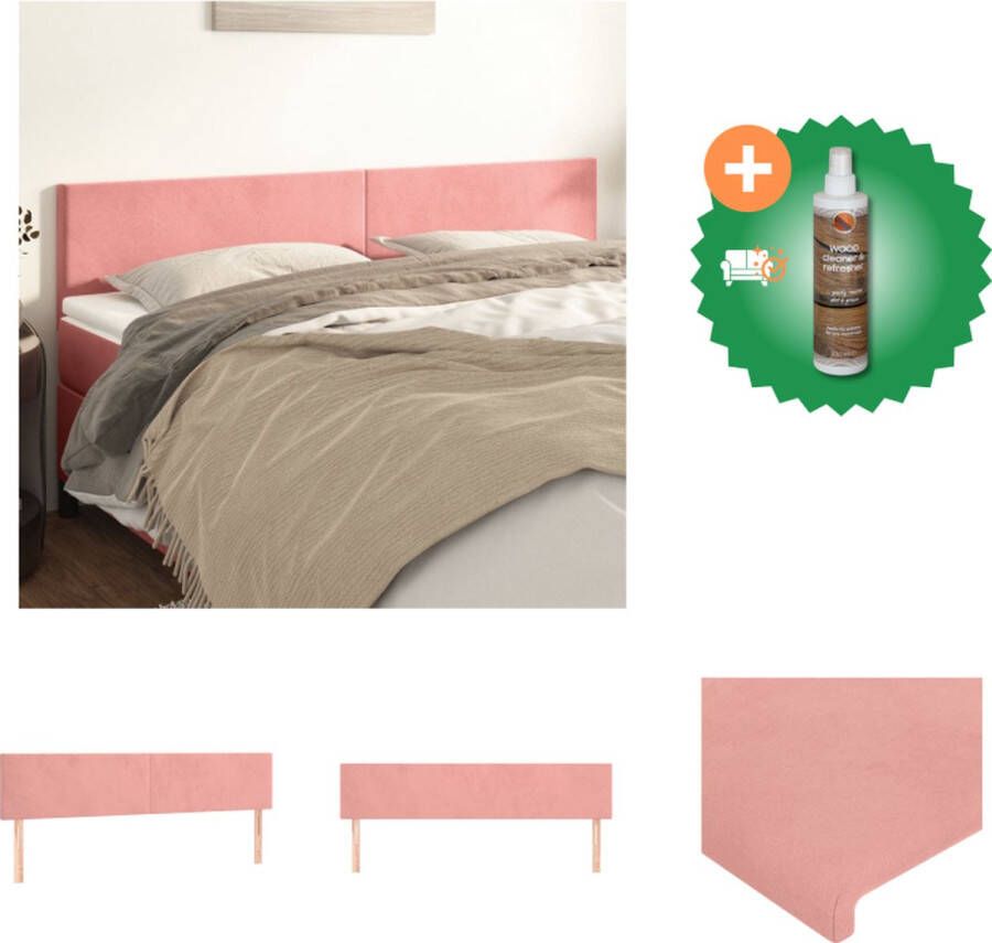 VidaXL Hoofdbord Klassiek Fluweel Verstelbaar Roze 180x5x78 88cm Bedonderdeel Inclusief Houtreiniger en verfrisser