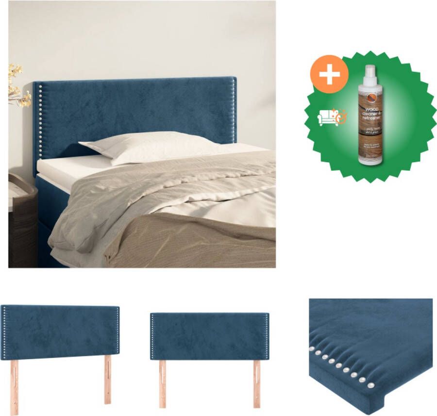 VidaXL Hoofdbord Klassiek fluwelen hoofdbord in donkerblauw Verstelbare hoogte Stevige houten poten 90x5x78 88 cm Bedonderdeel Inclusief Houtreiniger en verfrisser