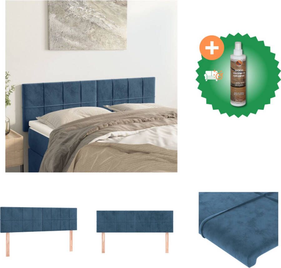 VidaXL Hoofdbord Klassiek Hoofdbord Afmetingen- 144 x 5 x 78 88 cm Kleur- Donkerblauw Bedonderdeel Inclusief Houtreiniger en verfrisser