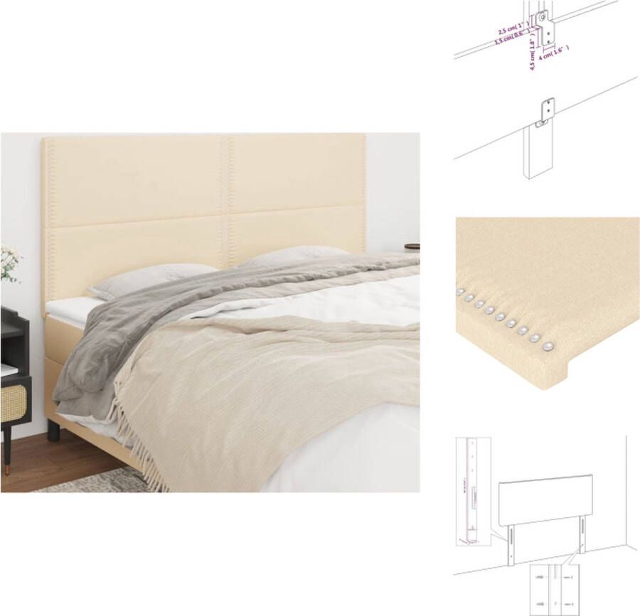 VidaXL Hoofdbord Hoofdborden Hoofdeinde Houten Hoofdbord Hoofdborden 4 st 100x5x78 88 cm stof crèmekleurig - Foto 2