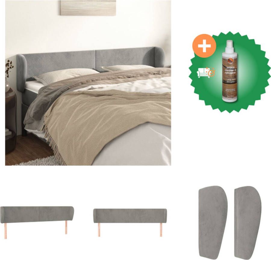 VidaXL Hoofdbord Klassiek Hoofdeind Afmetingen- 203x23x78 88cm Kleur- Lichtgrijs Materiaal- Stof bewerkt hout Ken- Verstelbare hoogte Bedonderdeel Inclusief Houtreiniger en verfrisser