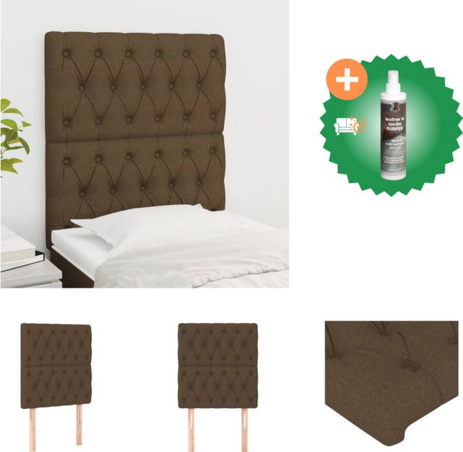 VidaXL Hoofdbord klassiek Hoogte verstelbaar Kleur- donkerbruin Afmetingen- 80 x 7 x 118 128 cm (B x D x H) Materiaal- 100% polyester stof bewerkt hout massief larikshout Levering- 2 x hoofdeind Bedonderdeel Inclusief Reiniger