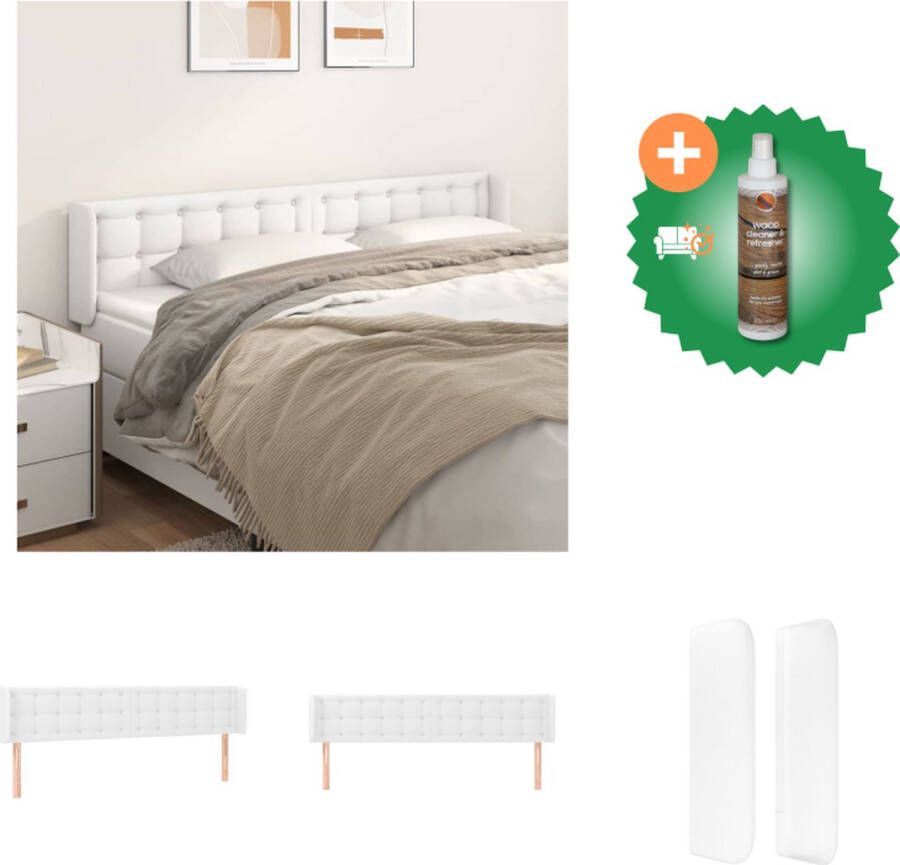 VidaXL Hoofdbord Klassiek Hoogwaardig kunstleer Verstelbare hoogte Stevige houten poten Comfortabele rugondersteuning Kleur- wit Afmetingen- 183x16x78 88 cm Bedonderdeel Inclusief Houtreiniger en verfrisser