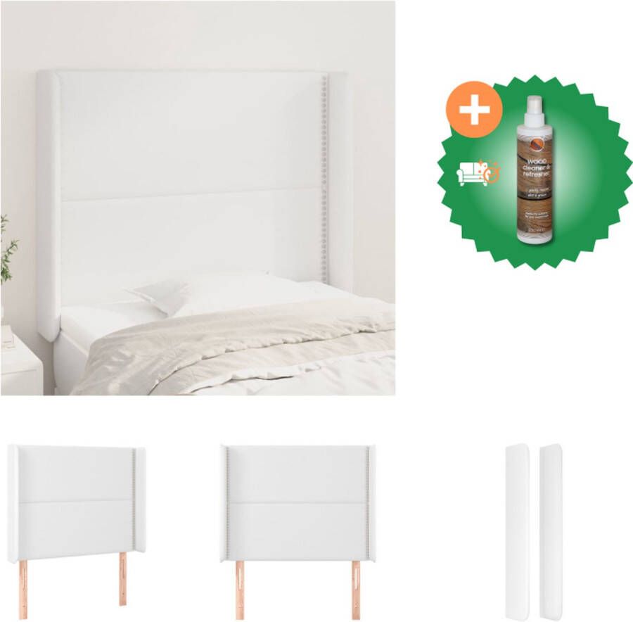 VidaXL Hoofdbord Klassiek Hoogwaardig kunstleer Verstelbare hoogte Stevige houten poten Comfortabele ondersteuning Wit 83x16x118 128 cm Bedonderdeel Inclusief Houtreiniger en verfrisser