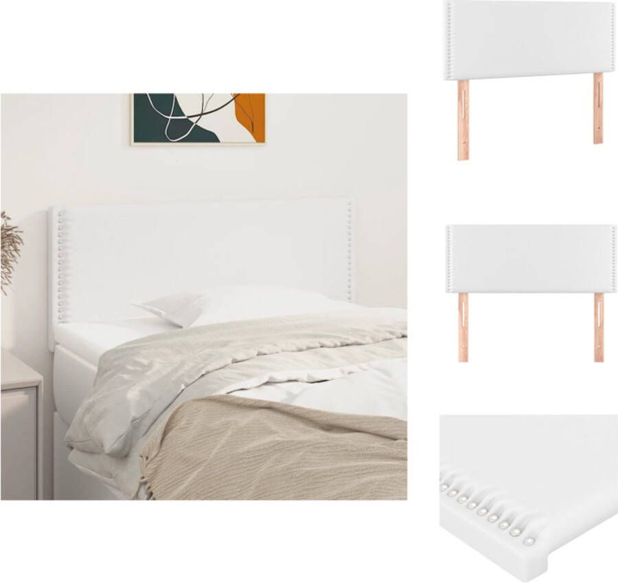 VidaXL Hoofdbord Klassiek Kunstleer Stevige poten Verstelbare hoogte Comfortabele ondersteuning Elegant ontwerp Wit 80x33.5x78cm Bedonderdeel - Foto 2