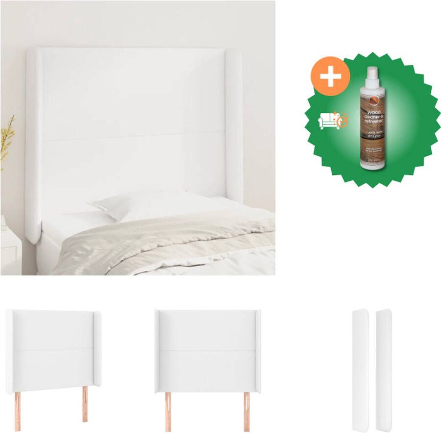 VidaXL Hoofdbord Klassiek Kunstleer Verstelbaar Wit -103x16x118 128 cm Bedonderdeel Inclusief Houtreiniger en verfrisser