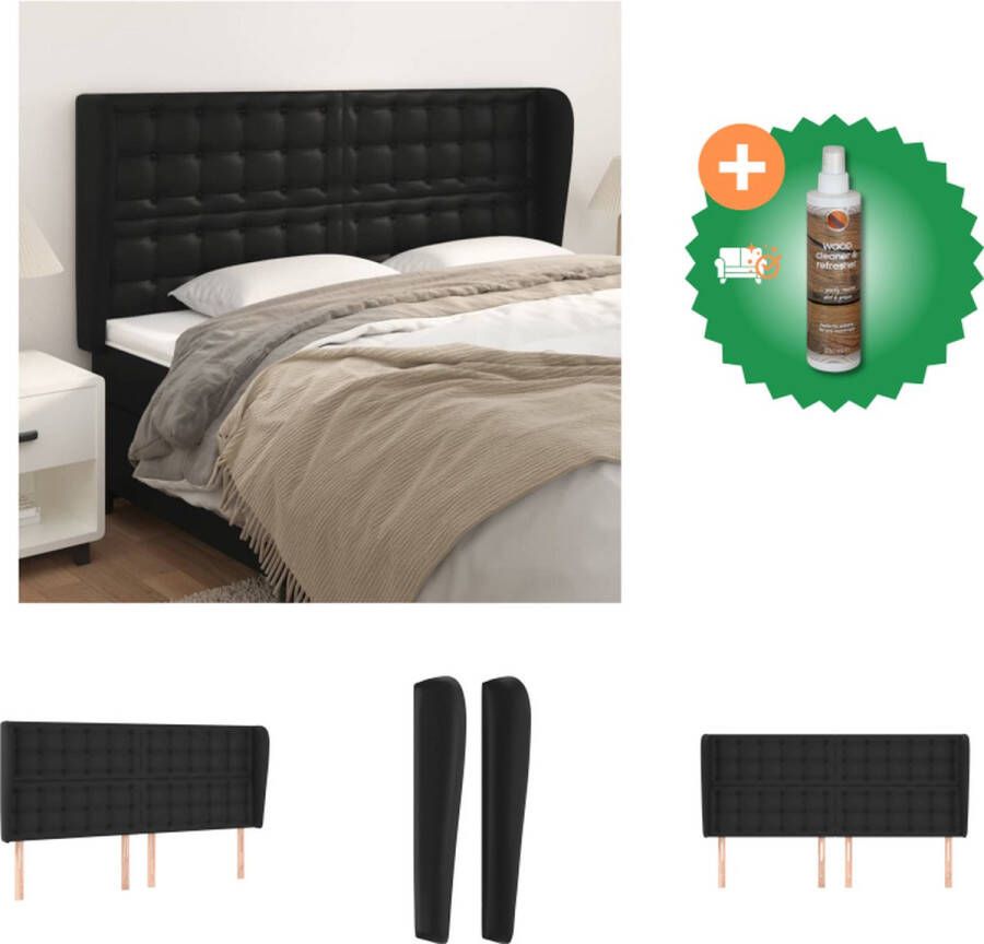 VidaXL Hoofdbord Klassiek Kunstleer Verstelbare hoogte Stevige poten Zwart 183x23x118 128 cm Bedonderdeel Inclusief Houtreiniger en verfrisser